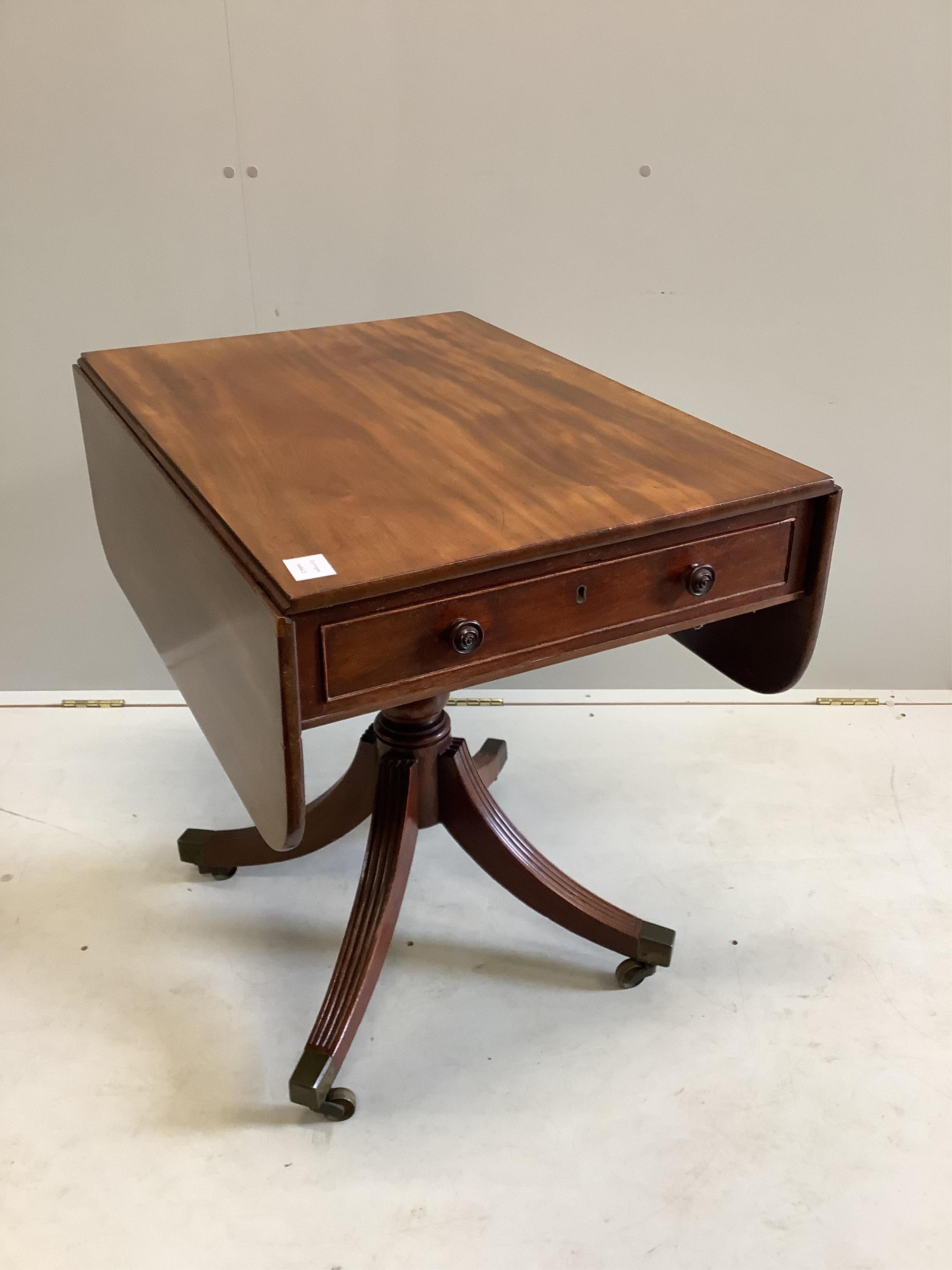 A Regency mahogany Pembroke breakfast table, width 76cm, depth 54cm, height 73cm. Condition - fair